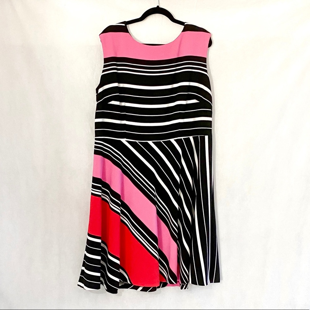 Tahari Sleeveless Striped Fit & Flare Dress - Picture 10 of 11